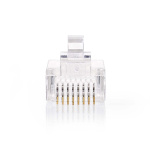 Nedis RJ45-stik | RJ45 Pass Through | Solid UTP CAT5e | Lige | Guldplateret | 10 stk. | Polycarbonate | Gennemsigtig | Box