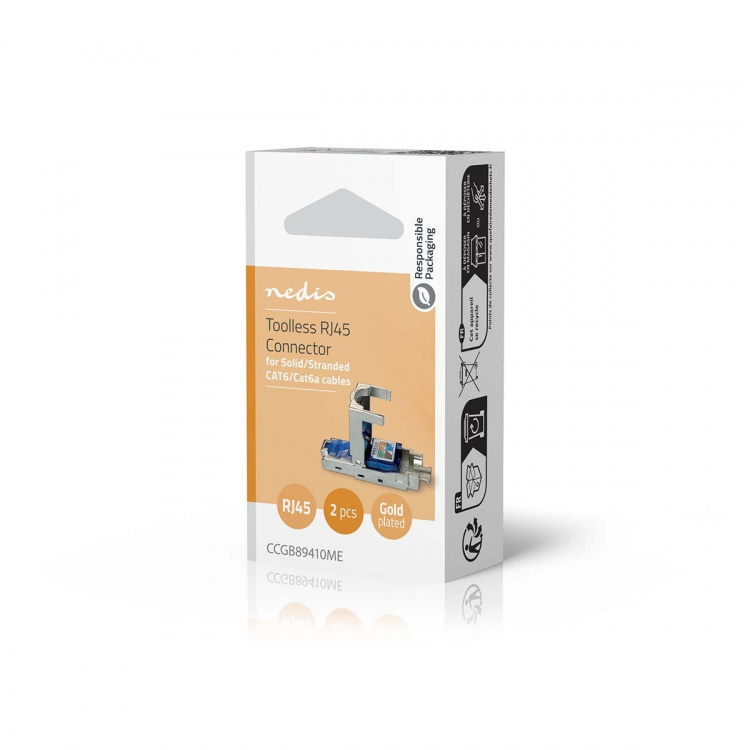 Nedis RJ45-stik | Han | CAT6 / CAT6a | Lige | Guldplateret | 2 stk. | Metal | Blå / Grå | Box