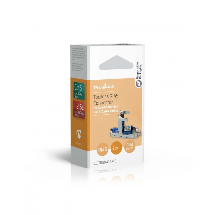 Nedis RJ45-stik | Han | CAT6 / CAT6a | Lige | Guldplateret | 2 stk. | Metal | Blå / Grå | Box