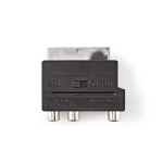 Nedis SCART-adapter | SCART Han | S-Video Female / 3x RCA Hun | Nikkelplateret | Skiftelig | ABS | Sort | 1 stk. | Konvolut