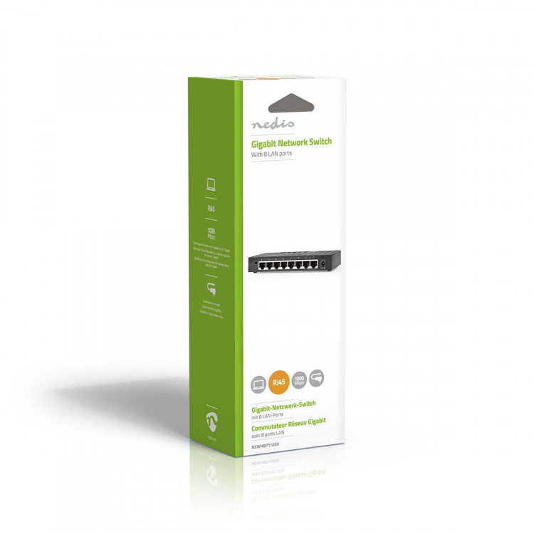 Nedis Netværk switch | Vind hastighed: Gigabit | Antal Ethernet-porte: 8