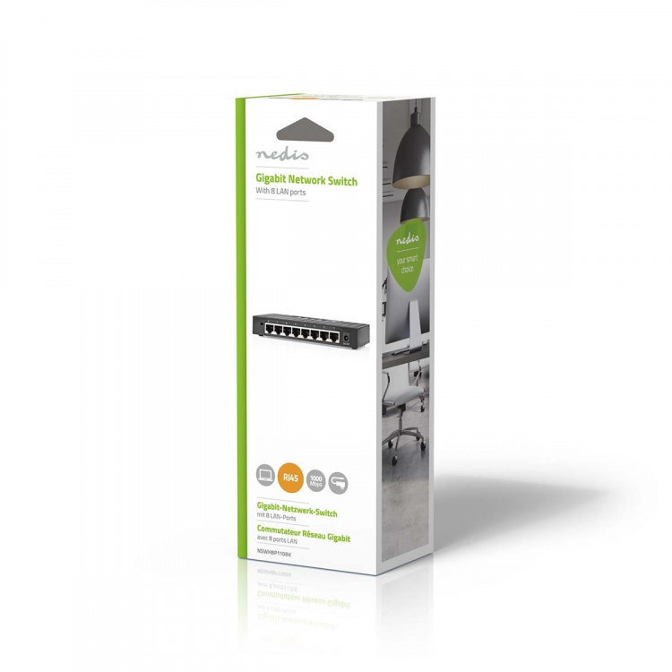Nedis Netværk switch | Vind hastighed: Gigabit | Antal Ethernet-porte: 8