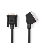 Nedis SCART-kabel | SCART Han | VGA Hun | Nikkelplateret | 480p | 2.00 m | Runde | PVC | Sort | Label