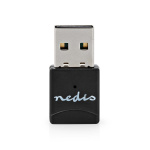 Nedis Netværk dongle | Wi-Fi | AC600 | 2.4/5 GHz (Dual Band) | USB2.0 | Wi-Fi-hastighed total: 600 Mbps | Windows 10 / Windows 11 / Windows 8