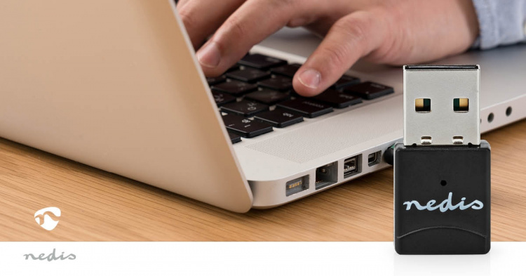Nedis Netværk dongle | Wi-Fi | AC600 | 2.4/5 GHz (Dual Band) | USB2.0 | Wi-Fi-hastighed total: 600 Mbps | Windows 10 / Windows 11 / Windows 8