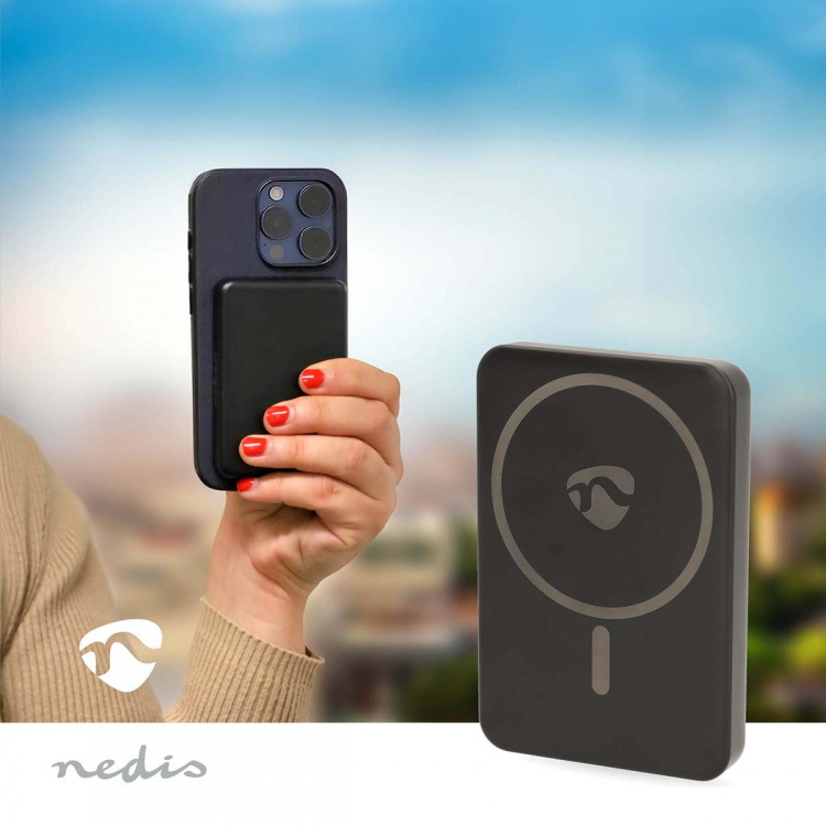 Nedis Powerbank | 5000 mAh | Trådløs opladning | 1.67 / 2.22 / 3.0 A | Antal output: 1 | Output tilslutning: 1x USB-C™ | Input forbindels: 1x USB-C™ | PD3.0 20W | Lithium-polymer