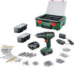 Bosch UniversalDrill 18V + SystemBox 241 akku-boremaskine + tilbehørssæt
