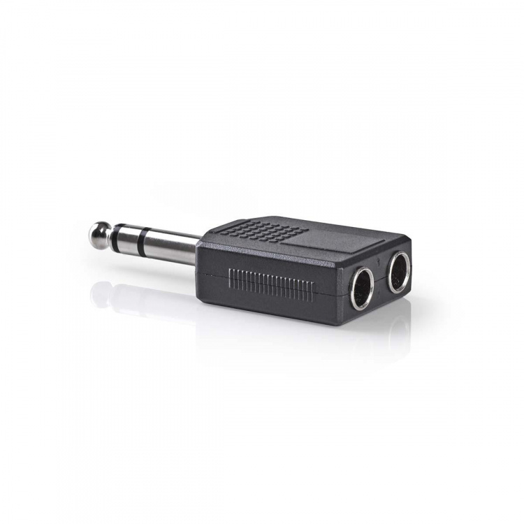 Nedis Stereo Audio Adapter | 6.35 mm Hanstik | 2x 6.35 mm Hunstik | Nikkelplateret | Lige | ABS | Sort | 10 stk. | Konvolut