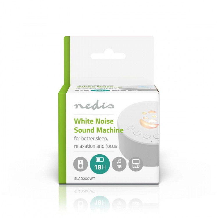 Nedis Hvid Støj Maskine | 18 Sound Options | 1 W | Maksimal batteritid: 18 timer | Kan dæmpes Light | Timer | Hvid