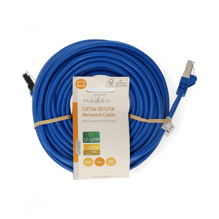 Nedis CAT5e netværkskabel | SF/UTP | RJ45 Han | RJ45 Han | 15.0 m | Runde | PVC | Blå | Label