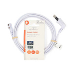 Nedis Strømkabel | Euro Mand | IEC-320-C7 | Vinklet | Venstrevinklet | Nikkelplateret | 2.00 m | Fladt | PVC | Hvid | Label