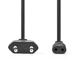 Nedis Strømkabel | Euro Mand | IEC-320-C1 | Lige | Lige | Nikkelplateret | 2.00 m | Runde | ABS/PVC | Sort | Label