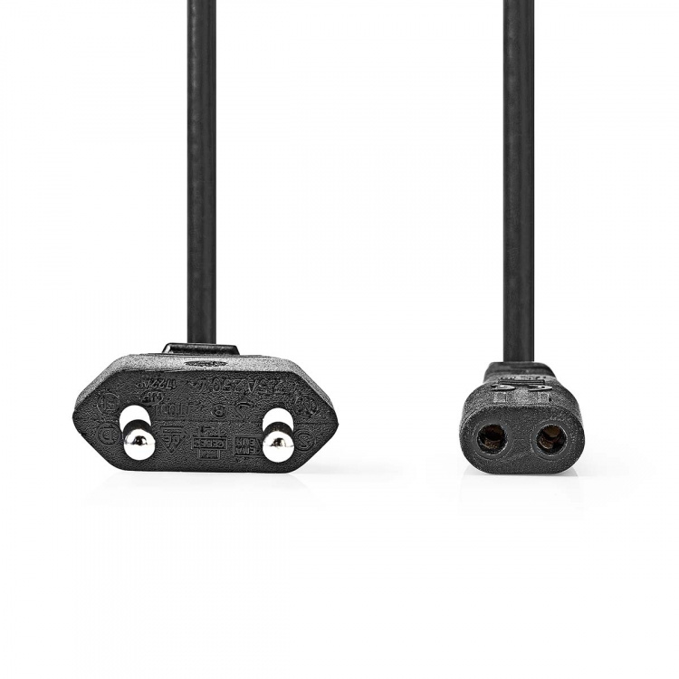 Nedis Strømkabel | Euro Mand | IEC-320-C1 | Lige | Lige | Nikkelplateret | 2.00 m | Runde | ABS/PVC | Sort | Label