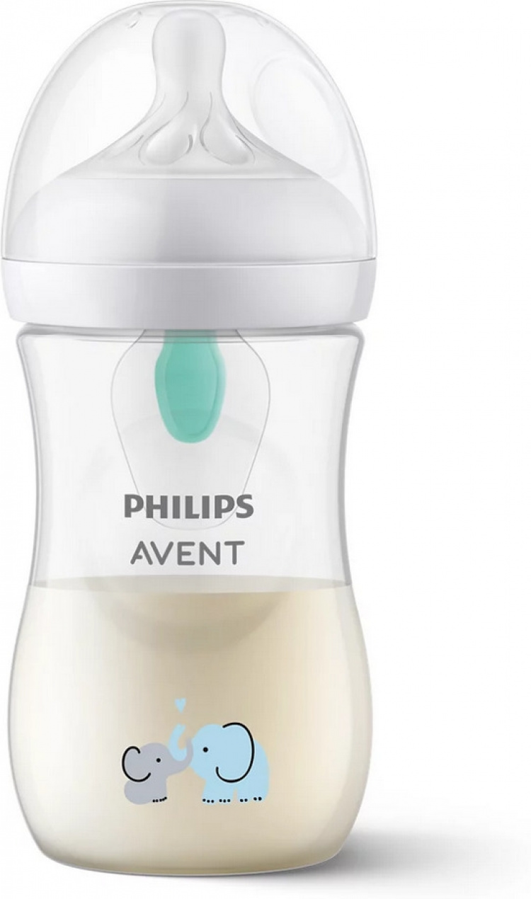 Philips Avent SCY673/81 Natural Response AirFree sutteflaske, 260 ml, elefant Philips Avent SCY673/81 Natural Response AirFree sutteflaske, 260 ml, elefant