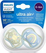 Philips Avent SCF085/58 Ultra Air-sutter 0-6 måneder, 2 stk, sol Philips Avent SCF085/58 Ultra Air-sutter 0-6 måneder, 2 stk, sol