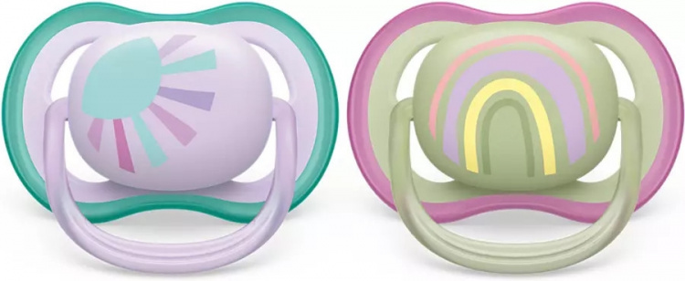 Philips Avent SCF085/59 Ultra Air-sutter 0-6 måneder, 2 stk, regnbuefarvet
