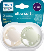 Philips Avent SCF091/05 Ultra Soft-sutter, 0-6 måneder, 2 stk, neutral