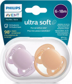 Philips Avent SCF091/33 Ultra Soft-sutter, 6-18 måneder, 2 stk, rødlig