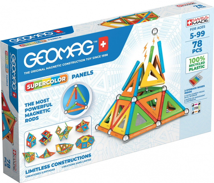 Geomag Super Colorful Magnetic Building Set, 78 dele