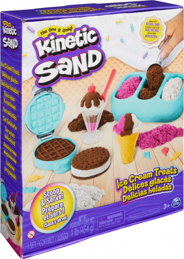 Legesæt med kinetisk sand til isgodterier