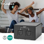 Nedis Video Transmitter | 1-veje | Indgang til lyd- / video- / dataforbindelser: TosLink Female | Audio / video / dataforbindelser output: 2x TosLink | Trykknap | Metal | Sort