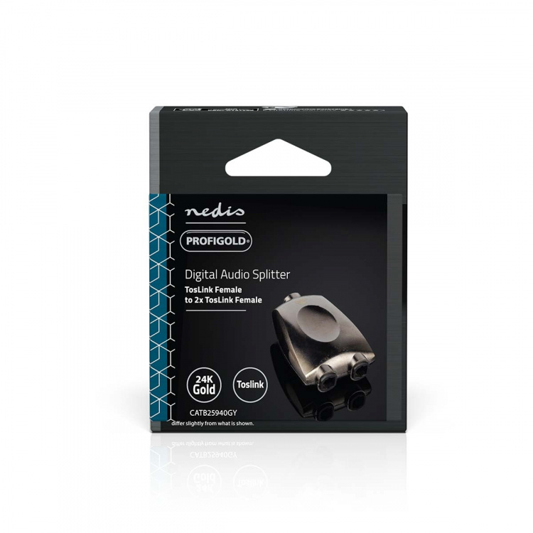 Nedis TosLink Adapter | Toslink Hun | 2x Toslink Hun | Splitter | Aluminium | Gun Metal Grå | 1 stk. | Box