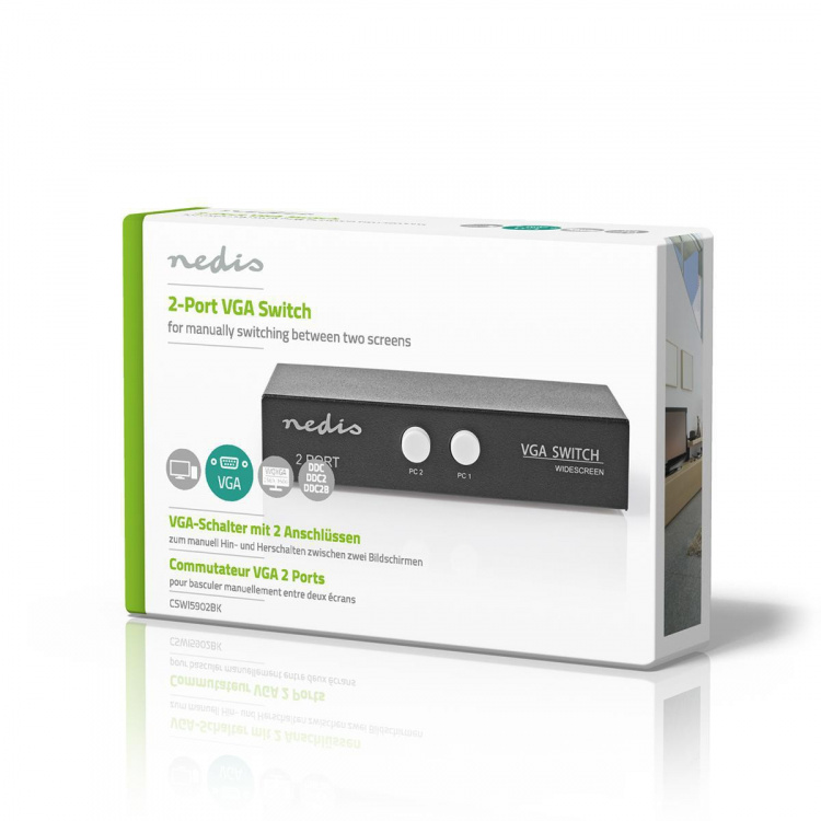 Nedis VGA switch | 2-Port port(s) | Maksimal opløsning: 2560x1600 | 500 mHz