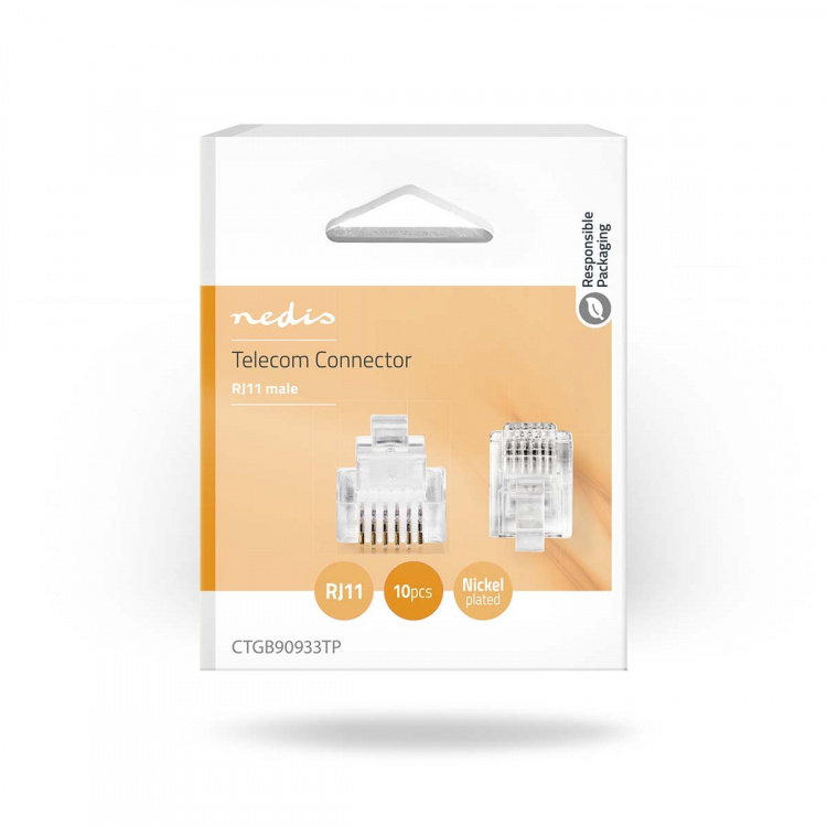 Nedis Telecom Connector | Tilslutnings Type: RJ12 | Lige | Belægning: Guldplateret | PVC | Gennemsigtig