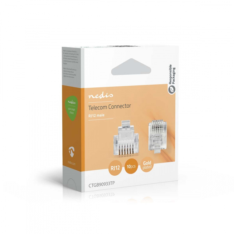 Nedis Telecom Connector | Tilslutnings Type: RJ12 | Lige | Belægning: Guldplateret | PVC | Gennemsigtig