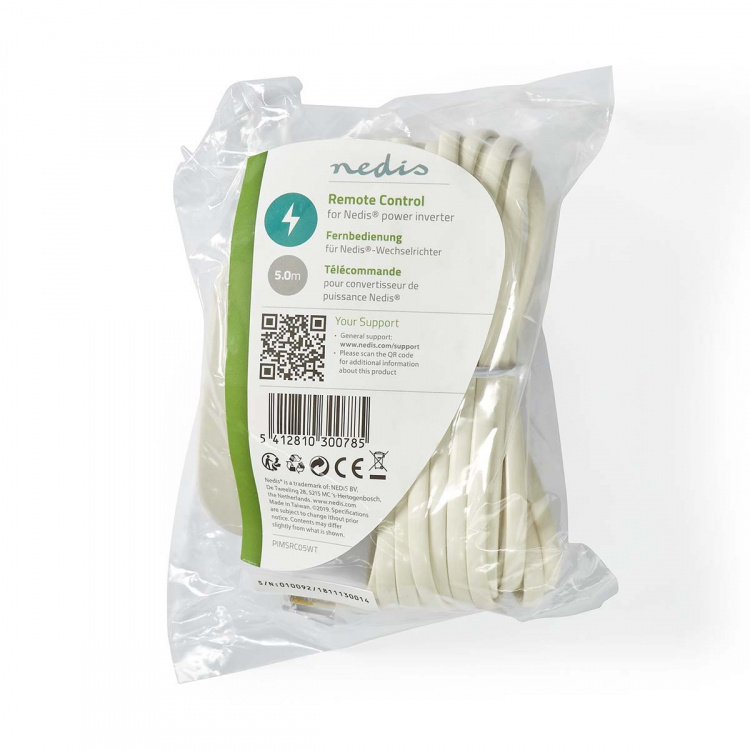 Nedis Power Inverter fjernbetjening | 5.00 m | RJ10 | Hvid