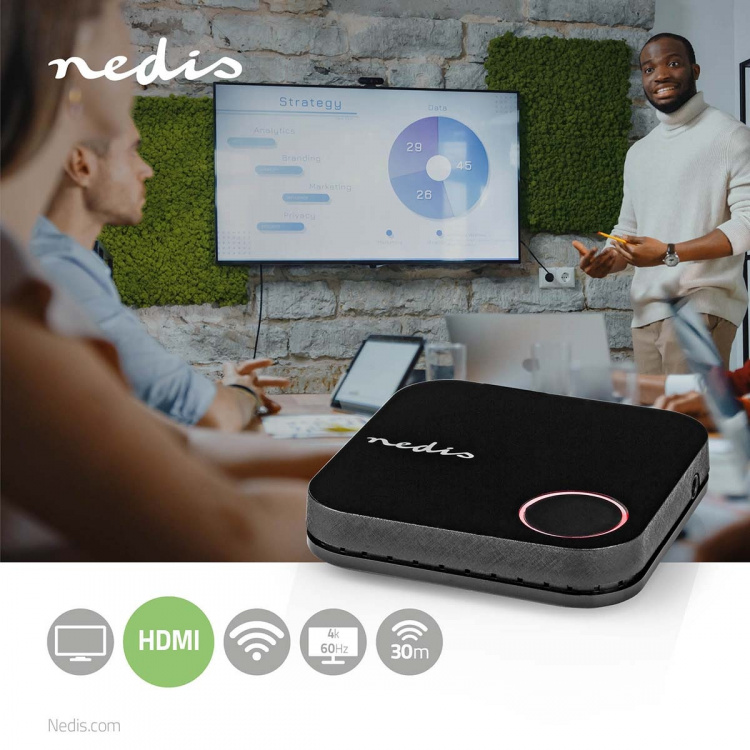 Nedis Trådløs HDMI™ Modtager | Wi-Fi | 2400 MHz | 30.0 m (synsfelt) | 4K@60Hz | 0.04 Gbps | PVC | Sort