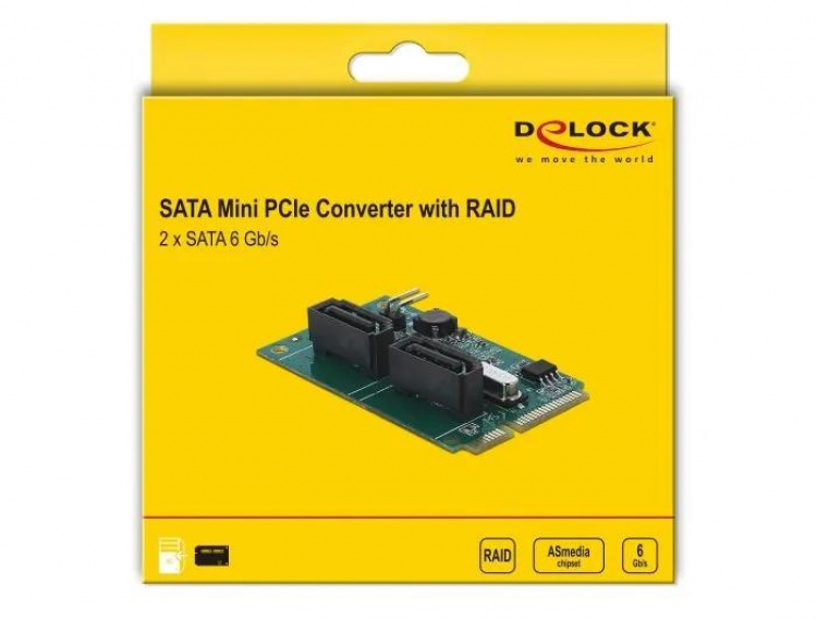 DeLOCK Mini PCIe-konverter til 2 x SATA med RAID