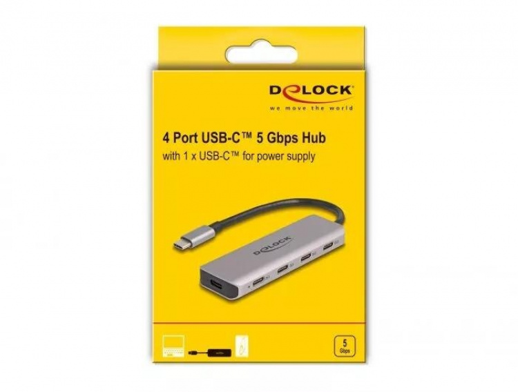 DeLOCK USB 5 Gbps 4 Port USB Type-C™ Hub with USB Type-C™ connector