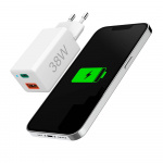 Hama Mini-oplader USB-C + USB-A Qualcomm 3.0 38W Hvid Hama Mini-oplader USB-C + USB-A Qualcomm 3.0 38W Hvid