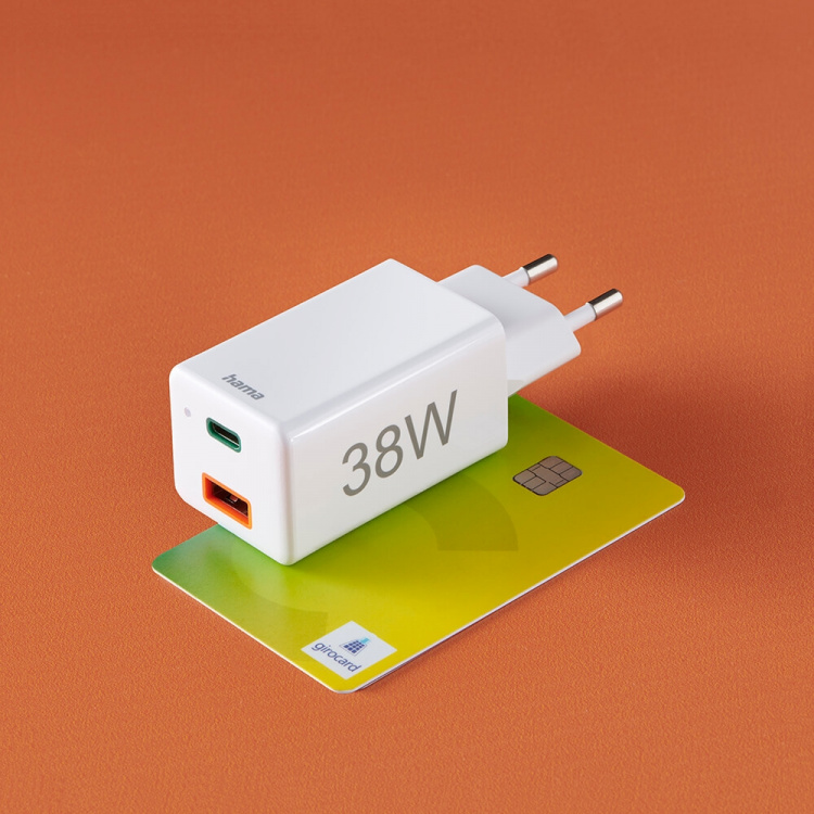 Hama Mini-oplader USB-C + USB-A Qualcomm 3.0 38W Hvid Hama Mini-oplader USB-C + USB-A Qualcomm 3.0 38W Hvid