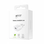 Gear Oplader 220V 1xUSB-A 2,4A Hvid