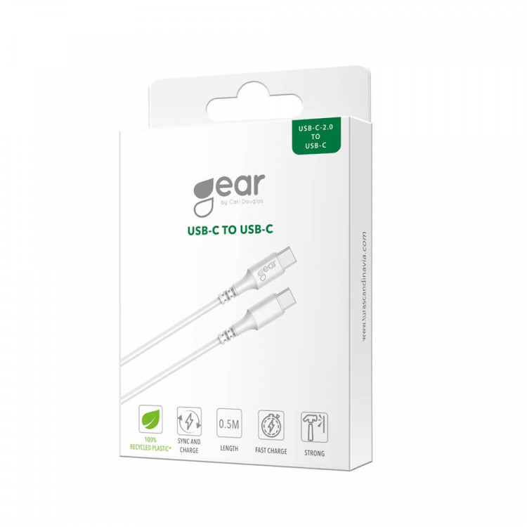 Gear Opladningskabel USB-C til USB-C 2.0 0,5 m Hvid