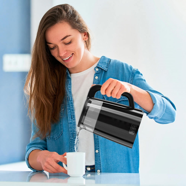 BLACK+DECKER Elkedel Glas Sort 1,7 L