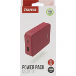 Hama Powerbank Colour 10 10000mAh USB-C+USB-A Red Hama Powerbank Colour 10 10000mAh USB-C+USB-A Red