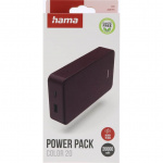 Hama Powerbank Colour 20 20000mAh USB-C+USB-A Plum Hama Powerbank Colour 20 20000mAh USB-C+USB-A Plum