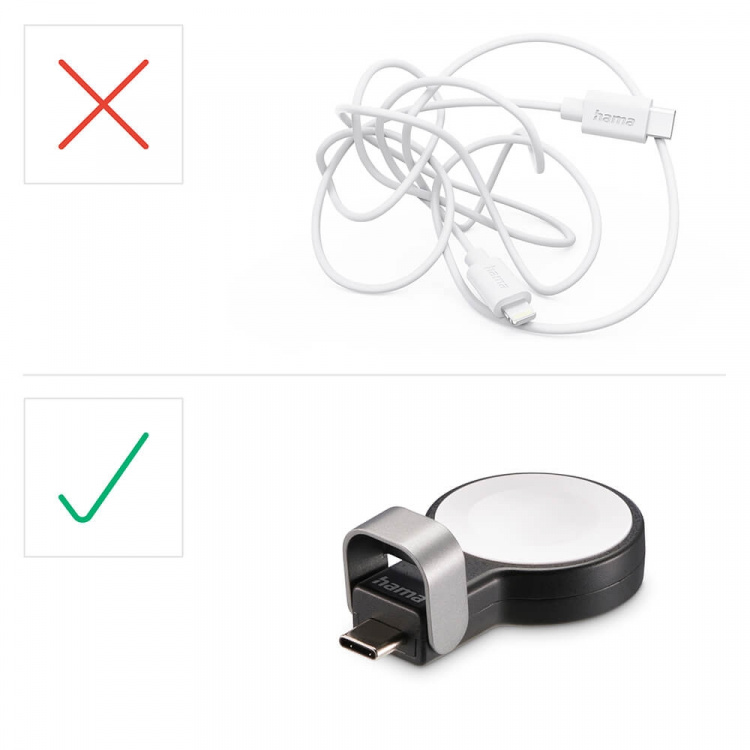Hama Oplader Trådløs til Apple Watch USB-C Sort