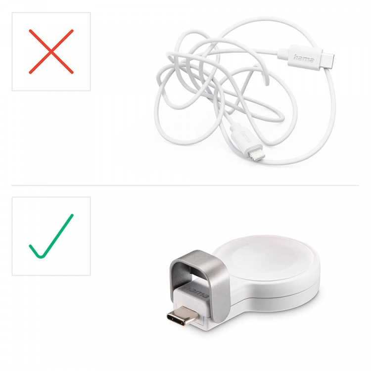 Hama Oplader Trådløs til Apple Watch USB-C Hvid