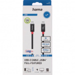Hama Kabel USB-C USB 4.0 Gen2 20 Gbit/s 240W 2.0m Sort