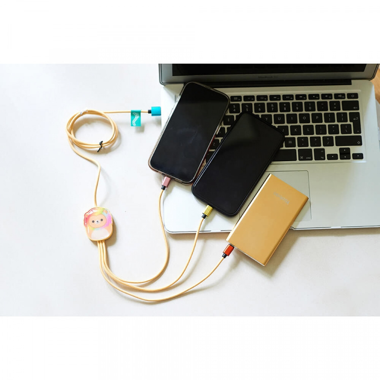 Squishmallows Opladerkabel 1,2m Leonard 3i1 USB-C/Micro/Lightning