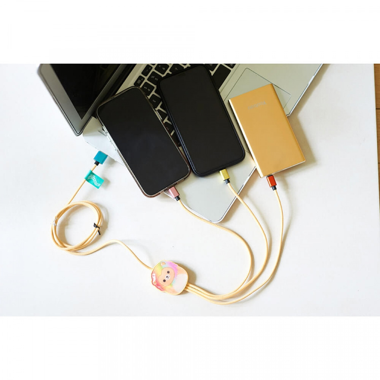 Squishmallows Opladerkabel 1,2m Leonard 3i1 USB-C/Micro/Lightning