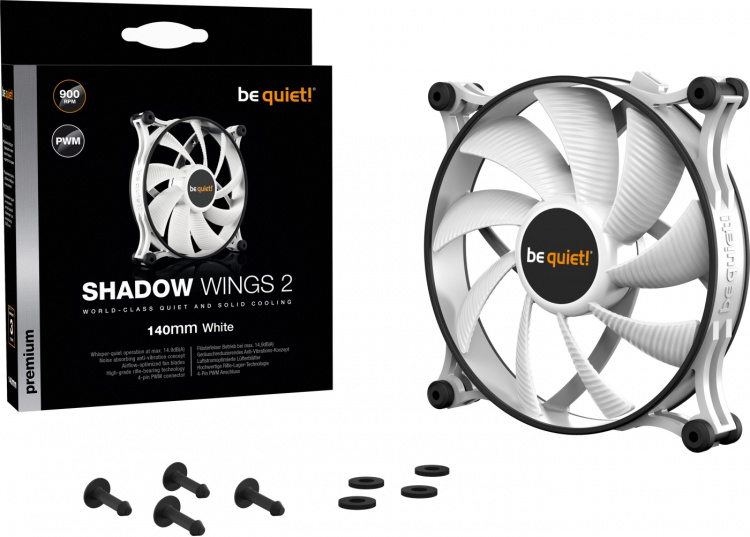Be Quiet! Shadow Wings 2 PWM-blæser, 140 mm, hvid Be Quiet! Shadow Wings 2 PWM-blæser, 140 mm, hvid