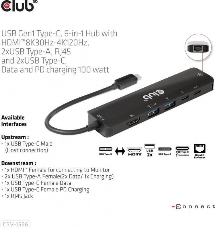 Club 3D Type-C 6-i-1-hub Club 3D Type-C 6-i-1-hub
