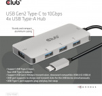 Club 3D USB Type-C til 10 Gbps 4x USB Type-A-hub