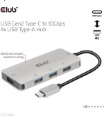 Club 3D USB Type-C til 10 Gbps 4x USB Type-A-hub