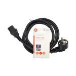 Nedis Strømkabel | Stikprop med sidebens jord – Han | IEC-320-C13 | Vinklet | Lige | Nikkelplateret | 2.00 m | Runde | PVC | Sort | Label